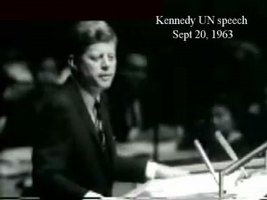 President Kennedy's historic Sept 20 UN Speech culminated in the events of November 12, 1963. 